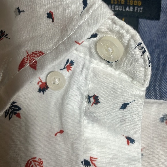 Men's Lee Button Down White Leaf Pattern Long Sleeve Shirt Size Large - Picture 5 of 6